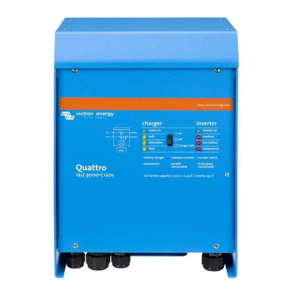 quattro 12 3000 120 50 50 victron energy dos salidas ac cargas criticas qua123020010