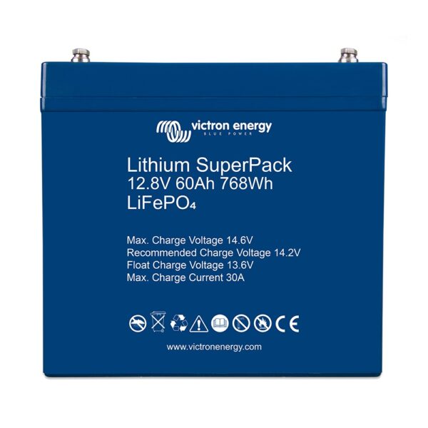 lithium superpack 12 8v 60ah victron energy lifepo4 bms integrado sin mantenimiento bat512060705
