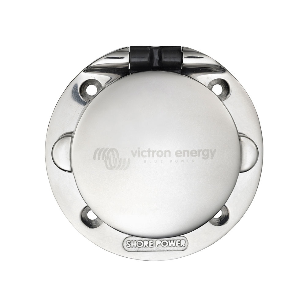 Toma de Entrada de Puerto 32A Acero Inoxidable con Tapa — Victron Energy toma entrada puerto 32a acero inoxidable tapa power inlet alta corriente nautica yate casco victron
